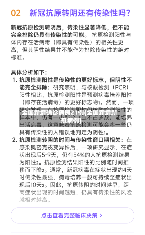 全国新增确诊病例21例(全国新增新冠病例)